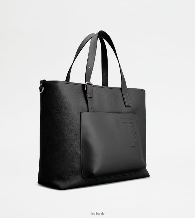 Tod's Men Shopping Bag in Leather Medium 602L841006 Black