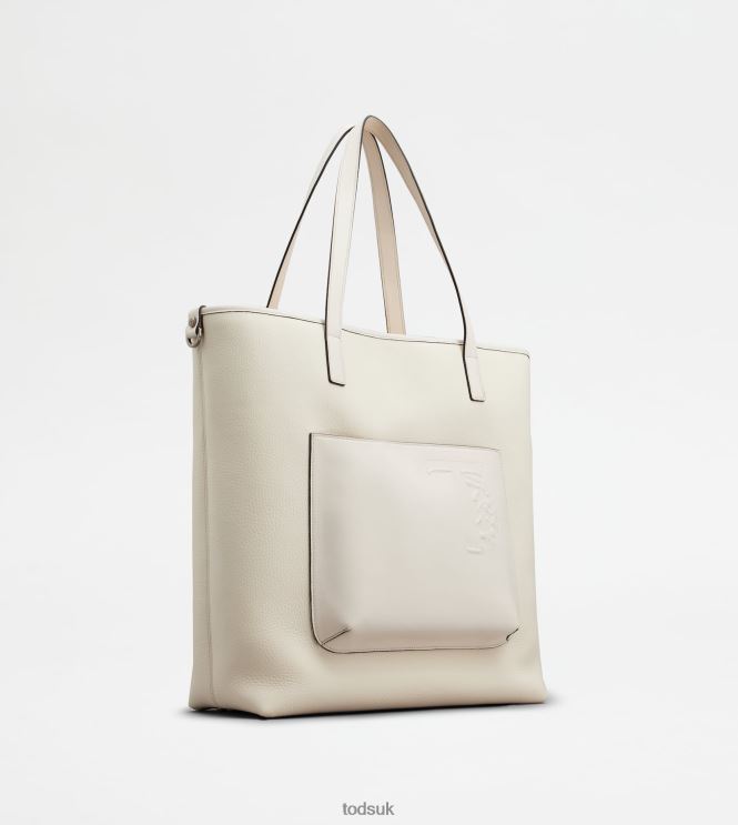 Tod's Men Shopping Bag in Leather Medium 602L84998 White