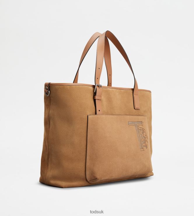 Tod's Men Shopping Bag in Suede Medium 602L841001 Brown