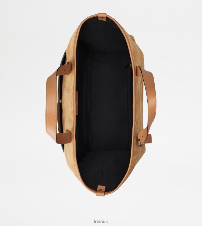 Tod's Men Shopping Bag in Suede Medium 602L841001 Brown