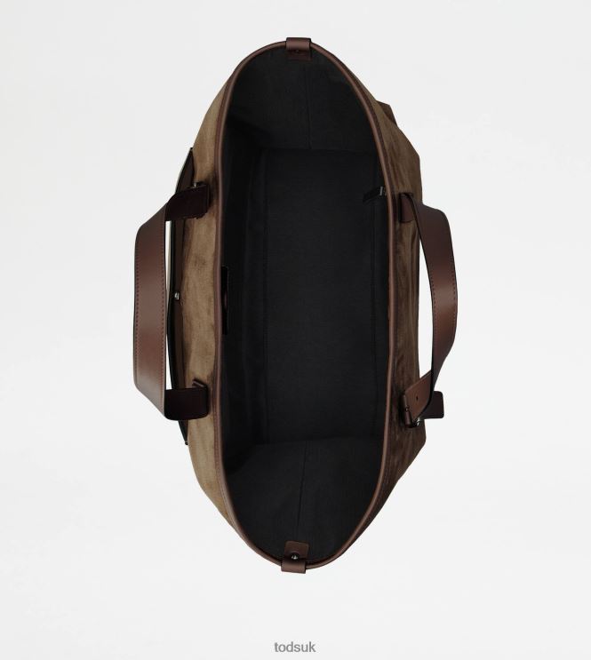 Tod's Men Shopping Bag in Suede Medium 602L841007 Brown
