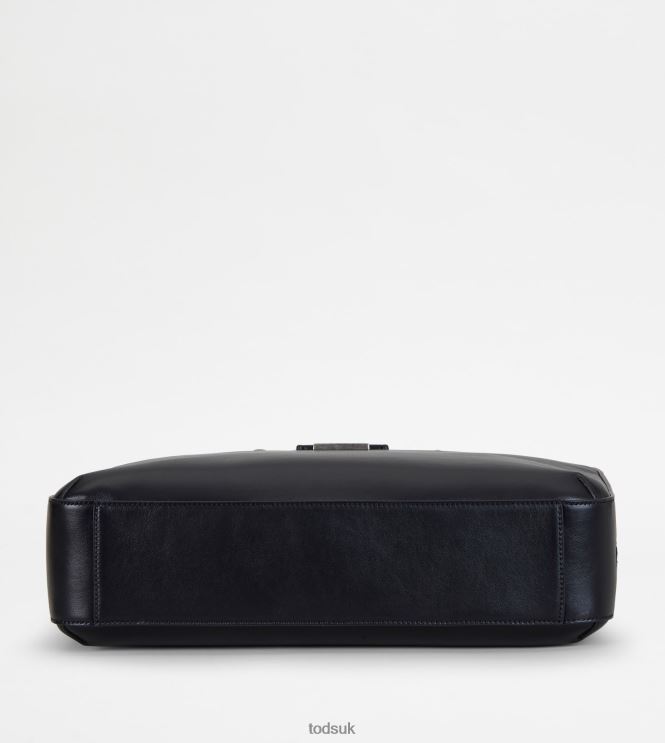 Tod's Men T Timeless Briefcase in Leather Medium 602L84995 Black
