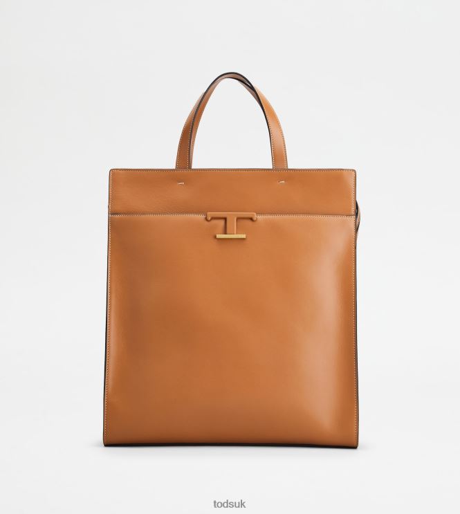 Tod's Men T Timeless Shopping Bag in Leather Medium 602L84999 Brown