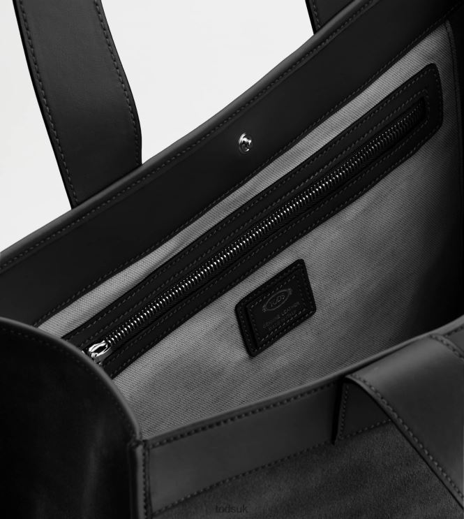 Tod's Men Tote Shopping Bag in Suede Medium 602L84993 Black