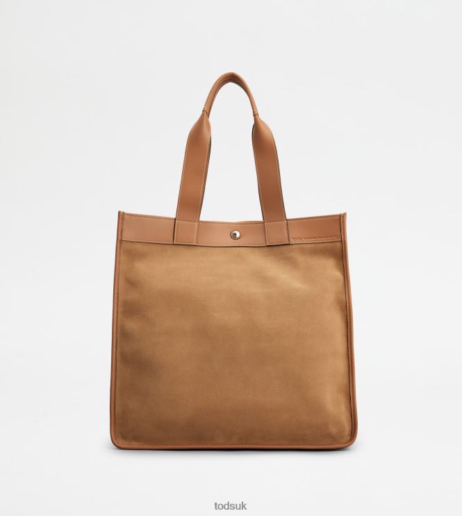 Tod's Men Tote Shopping Bag in Suede Medium 602L84994 Brown
