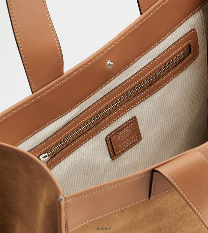 Tod's Men Tote Shopping Bag in Suede Medium 602L84994 Brown