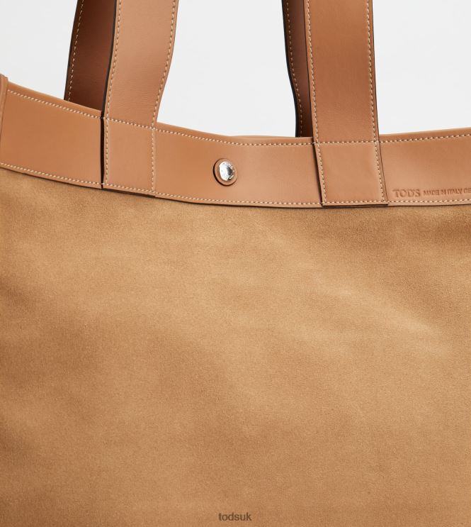 Tod's Men Tote Shopping Bag in Suede Medium 602L84994 Brown