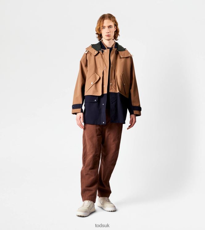 Tod's Men Color Block Parka 602L841098 Brown/Blue