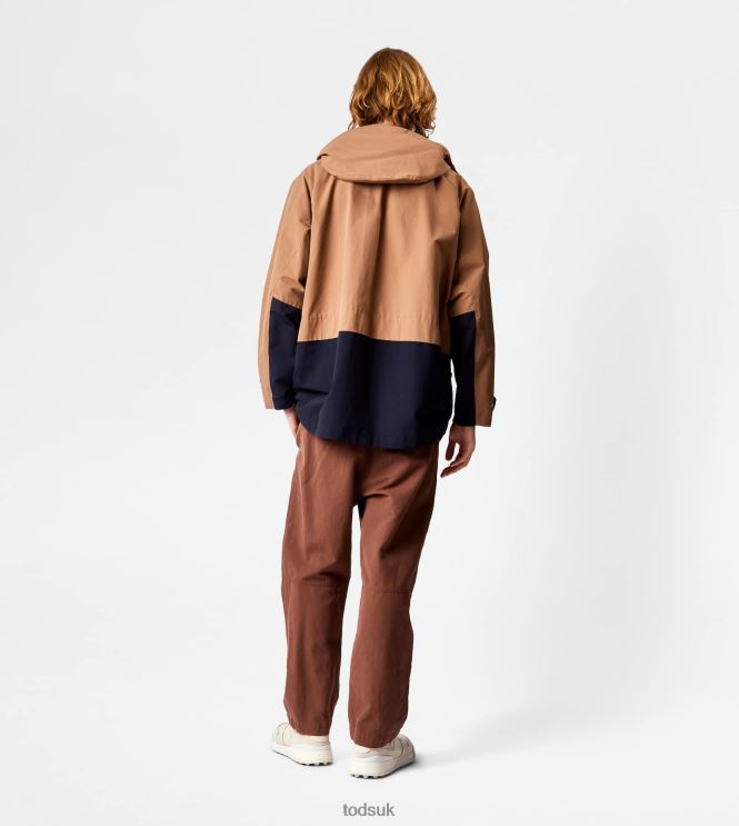 Tod's Men Color Block Parka 602L841098 Brown/Blue