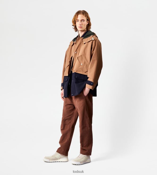 Tod's Men Color Block Parka 602L841098 Brown/Blue