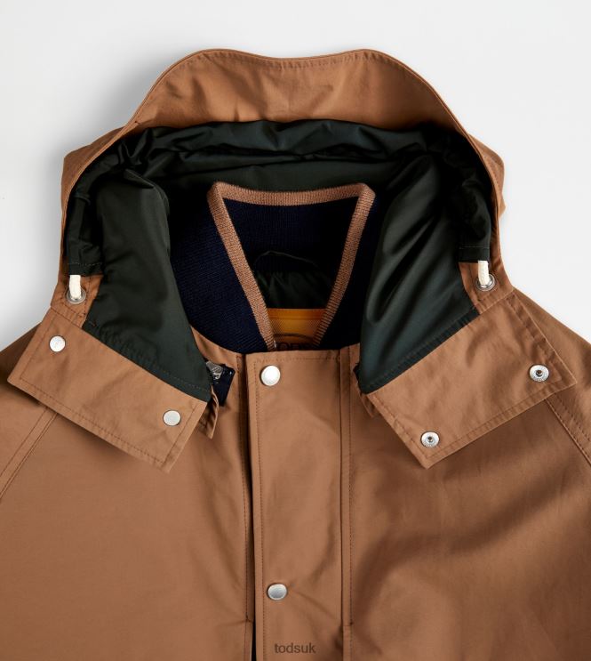 Tod's Men Color Block Parka 602L841098 Brown/Blue
