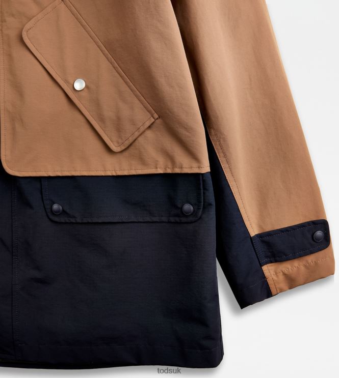 Tod's Men Color Block Parka 602L841098 Brown/Blue