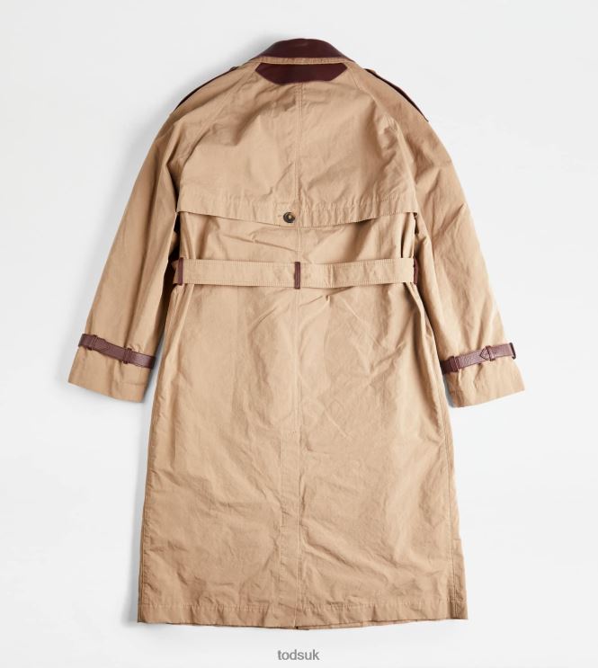 Tod's Men Trench Coat With Leather Inserts 602L841116 Grey