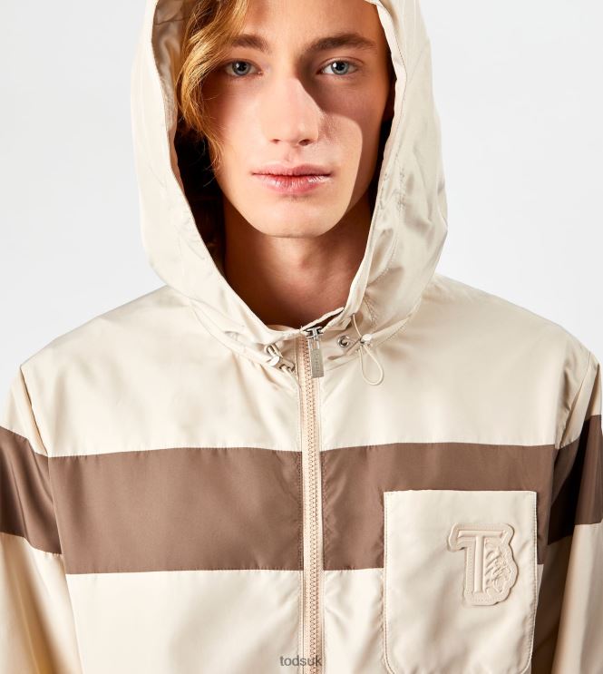 Tod's Men Windbreaker Stripes 602L841122 Off White/Brown/Yellow