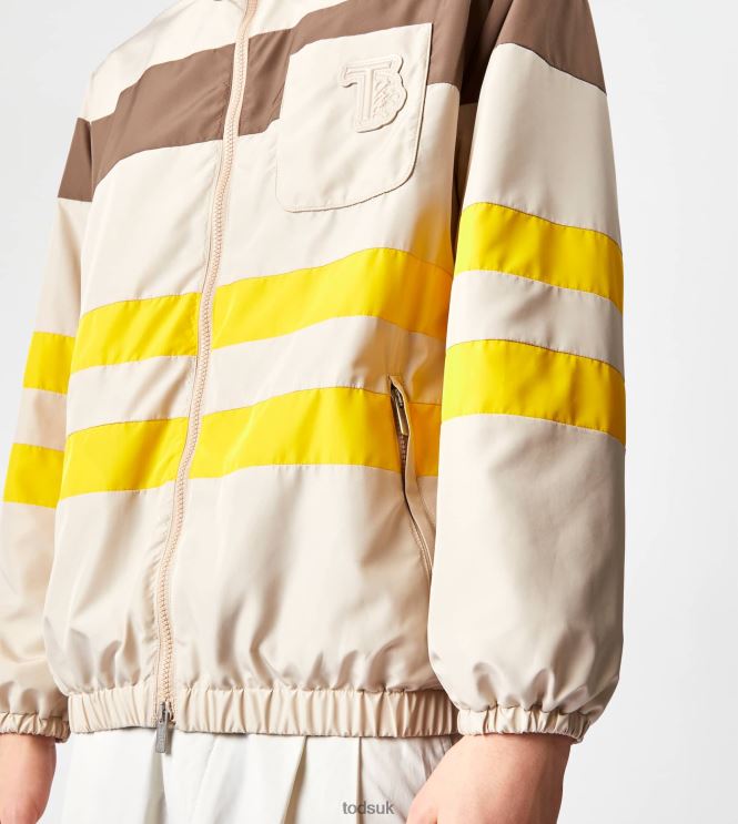 Tod's Men Windbreaker Stripes 602L841122 Off White/Brown/Yellow