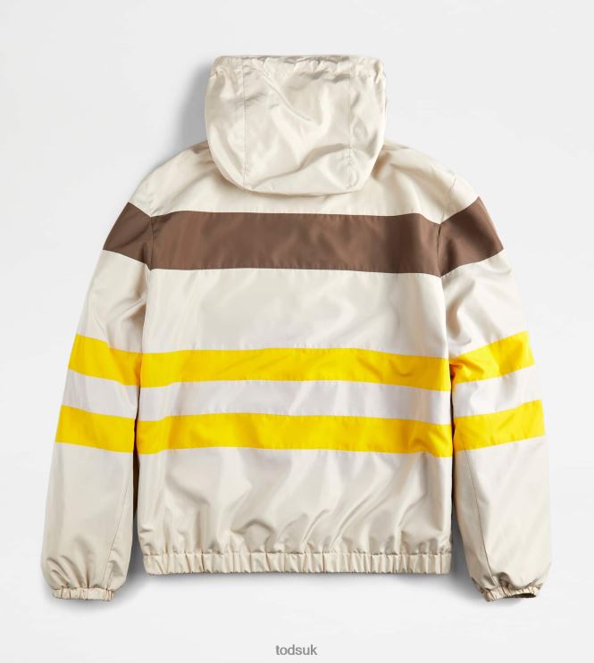 Tod's Men Windbreaker Stripes 602L841122 Off White/Brown/Yellow