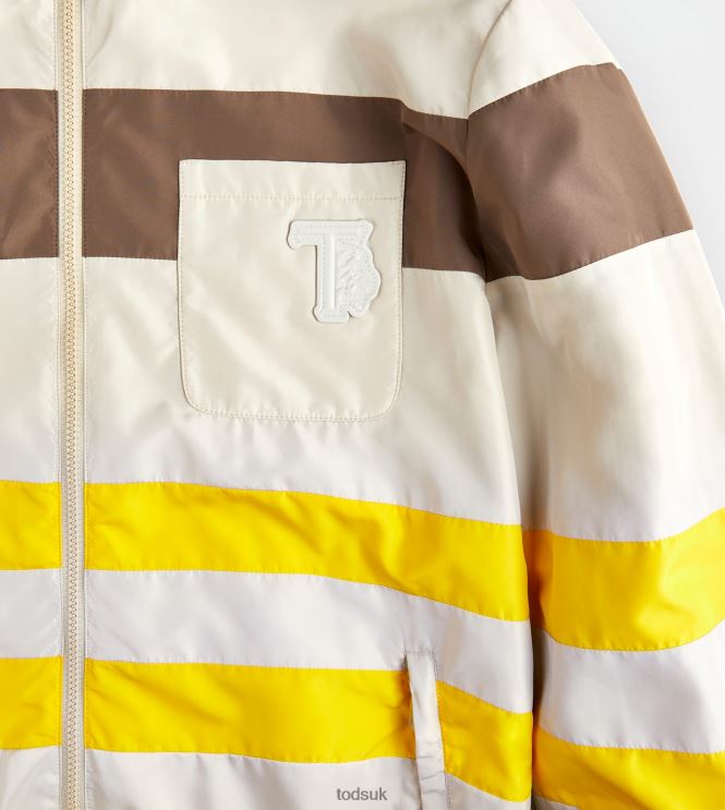 Tod's Men Windbreaker Stripes 602L841122 Off White/Brown/Yellow