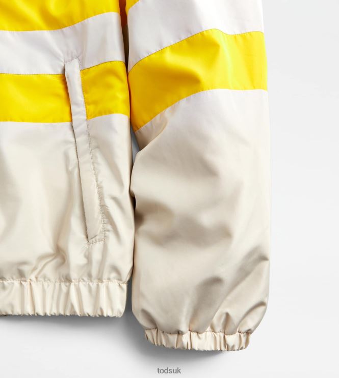Tod's Men Windbreaker Stripes 602L841122 Off White/Brown/Yellow