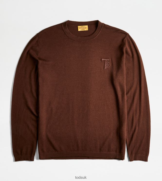 Tod's Men Cashmere Blend Round Neck Jumper 602L841103 Brown