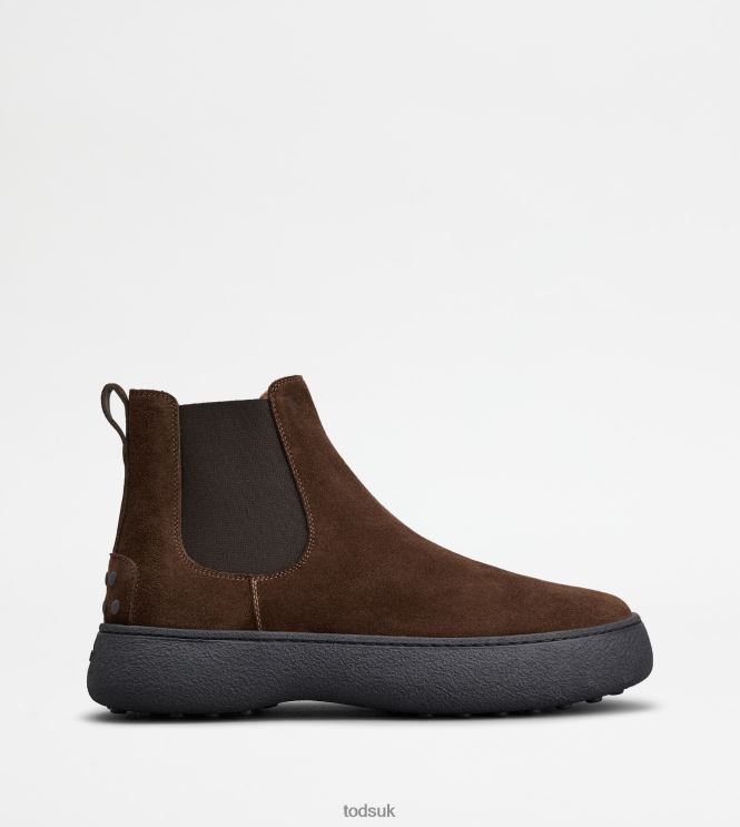 Tod's Men W. G. Chelsea Boots in Suede 602L84800 Brown