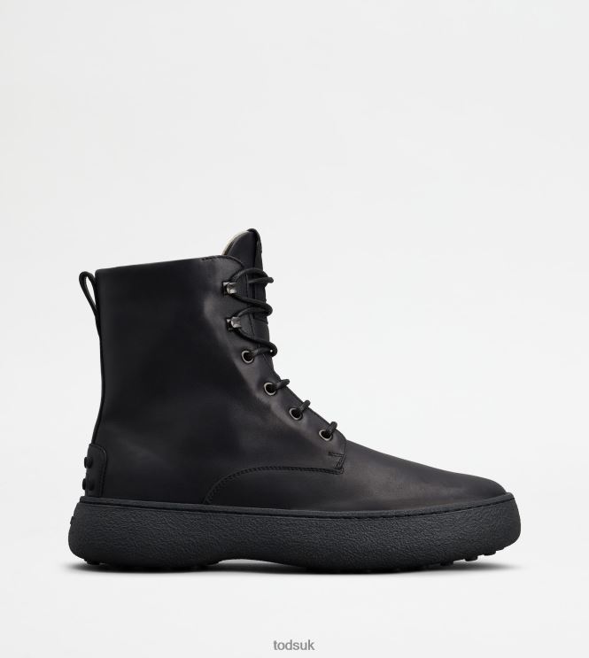 Tod's Men W. G. Lace-up Ankle Boots in Leather 602L84798 Black