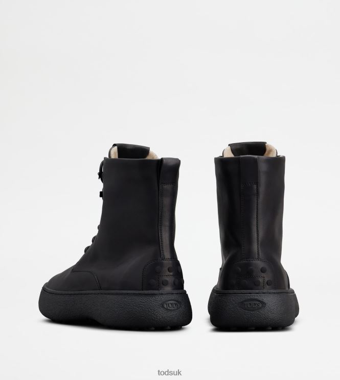 Tod's Men W. G. Lace-up Ankle Boots in Leather 602L84798 Black