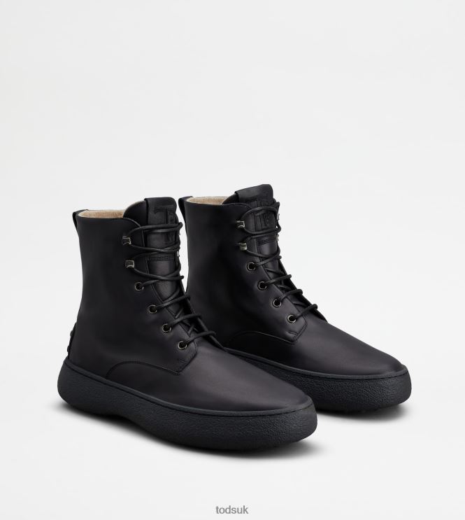Tod's Men W. G. Lace-up Ankle Boots in Leather 602L84798 Black