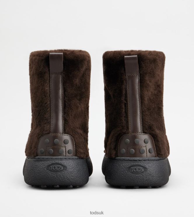 Tod's Men W. G. Lace-up Ankle Boots in Sheepskin 602L84814 Brown