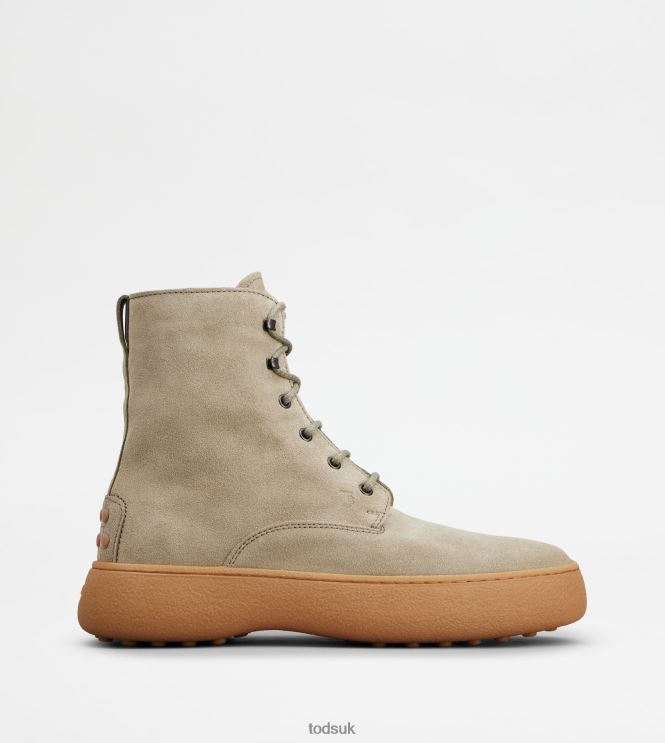 Tod's Men W. G. Lace-up Ankle Boots in Suede 602L84791 Beige