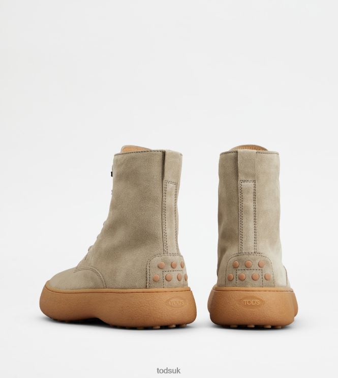 Tod's Men W. G. Lace-up Ankle Boots in Suede 602L84791 Beige