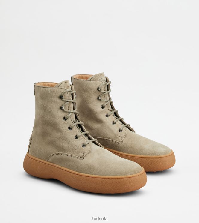 Tod's Men W. G. Lace-up Ankle Boots in Suede 602L84791 Beige