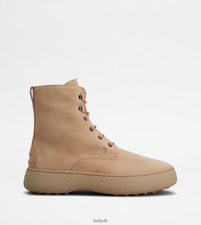 Tod's Men W. G. Lace-up Ankle Boots in Suede 602L84792 Beige