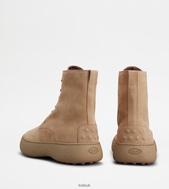 Tod's Men W. G. Lace-up Ankle Boots in Suede 602L84792 Beige