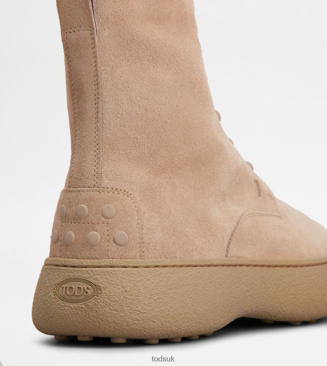 Tod's Men W. G. Lace-up Ankle Boots in Suede 602L84792 Beige