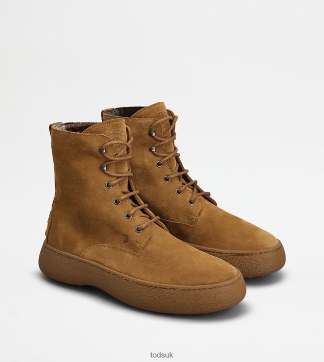 Tod's Men W. G. Lace-up Ankle Boots in Suede 602L84793 Brown