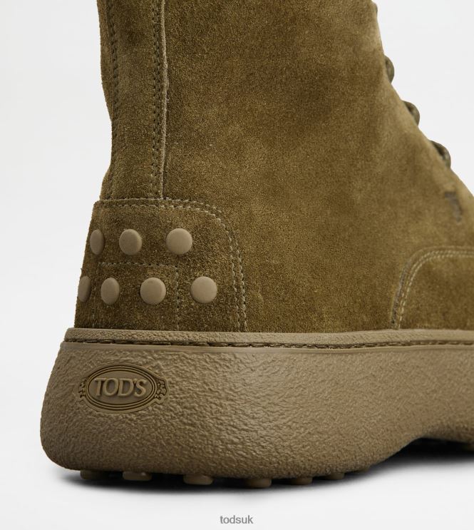 Tod's Men W. G. Lace-up Ankle Boots in Suede 602L84794 Green