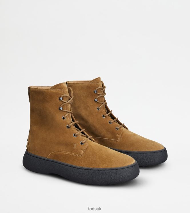 Tod's Men W. G. Lace-up Ankle Boots in Suede 602L84795 Brown