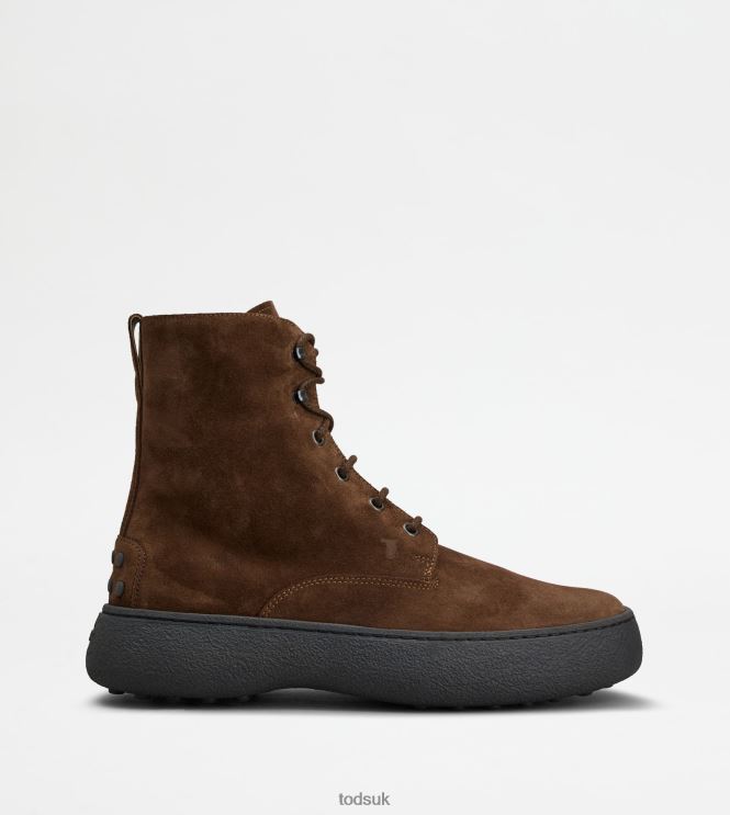 Tod's Men W. G. Lace-up Ankle Boots in Suede 602L84796 Brown