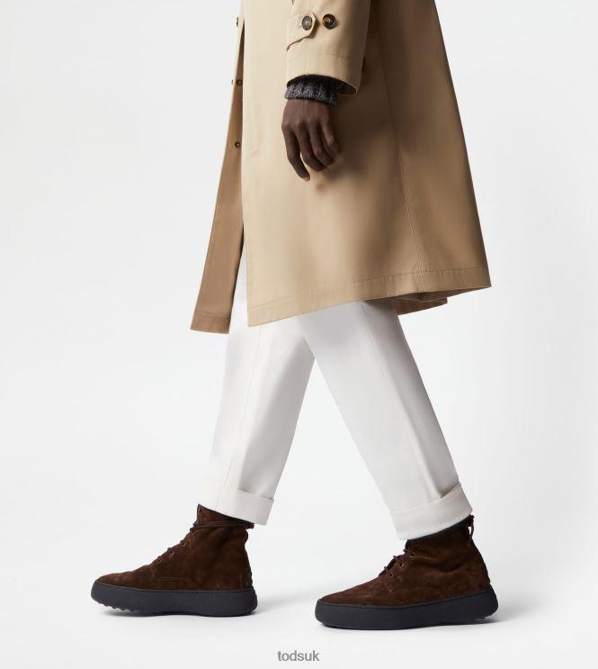Tod's Men W. G. Lace-up Ankle Boots in Suede 602L84796 Brown