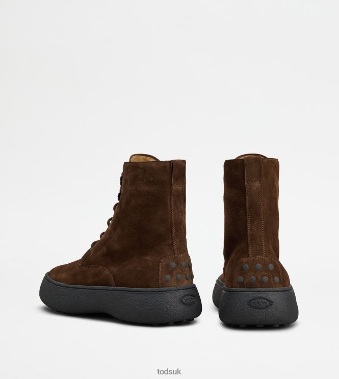 Tod's Men W. G. Lace-up Ankle Boots in Suede 602L84796 Brown