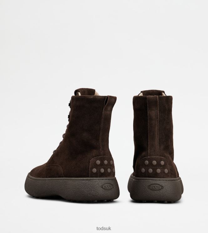 Tod's Men W. G. Lace-up Ankle Boots in Suede 602L84797 Brown