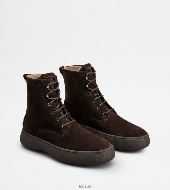 Tod's Men W. G. Lace-up Ankle Boots in Suede 602L84797 Brown