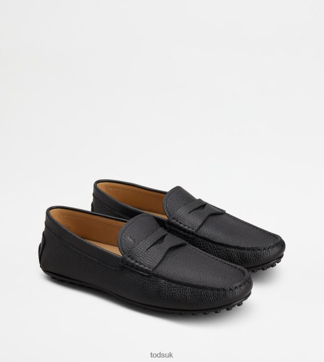 Tod's Men City Gommino Driving Shoes in Leather 602L84695 Black