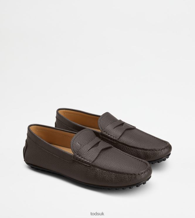 Tod's Men City Gommino Driving Shoes in Leather 602L84696 Brown