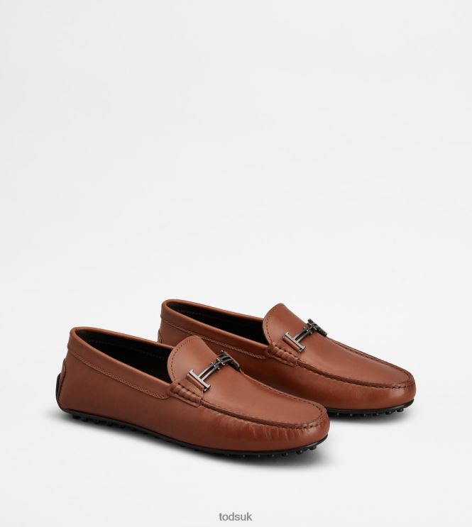 Tod's Men City Gommino Driving Shoes in Leather 602L84751 Brown