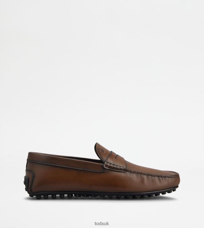 Tod's Men City Gommino Driving Shoes in Leather 602L84754 Brown