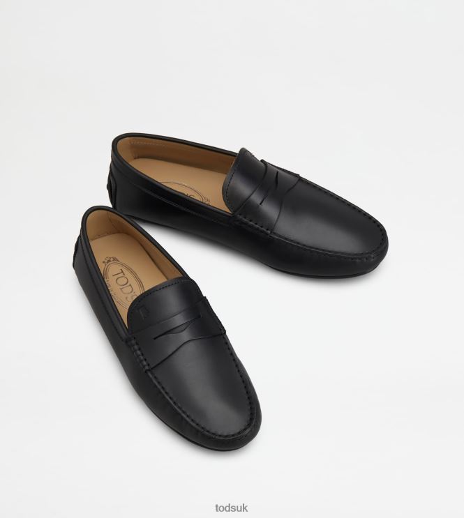 Tod's Men City Gommino Driving Shoes in Leather 602L84757 Black