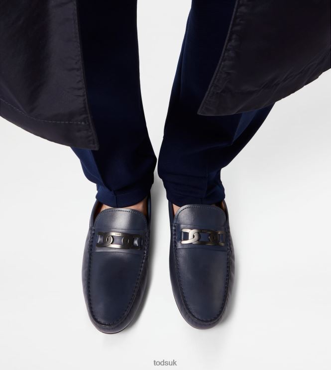 Tod's Men City Gommino Driving Shoes in Leather 602L84766 Blue