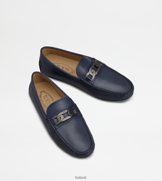 Tod's Men City Gommino Driving Shoes in Leather 602L84766 Blue