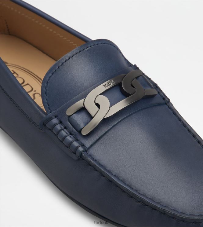 Tod's Men City Gommino Driving Shoes in Leather 602L84766 Blue